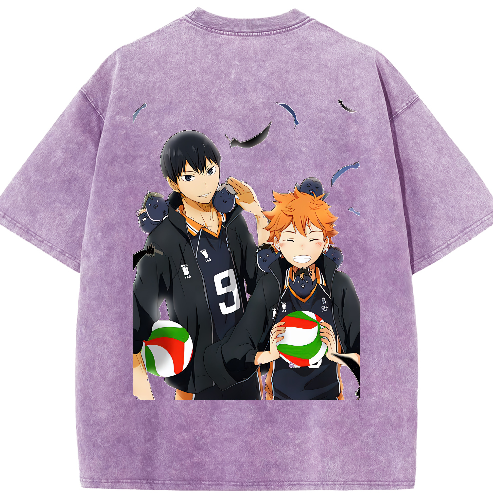 （画像用） ハイキュー!! Haikyu!! 綿100% ヴィンテージ風 半袖Tシャツ（背面プリント）