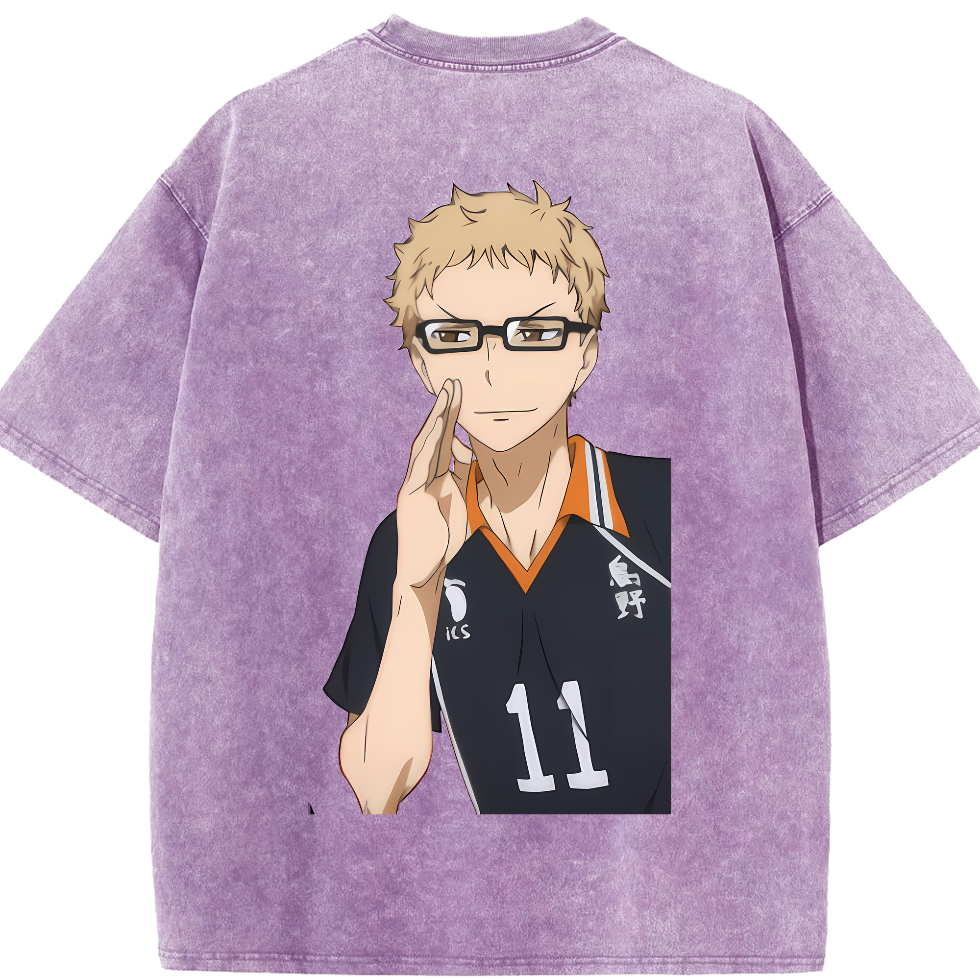 （画像用） ハイキュー!! Haikyu!! 綿100% ヴィンテージ風 半袖Tシャツ（背面プリント）