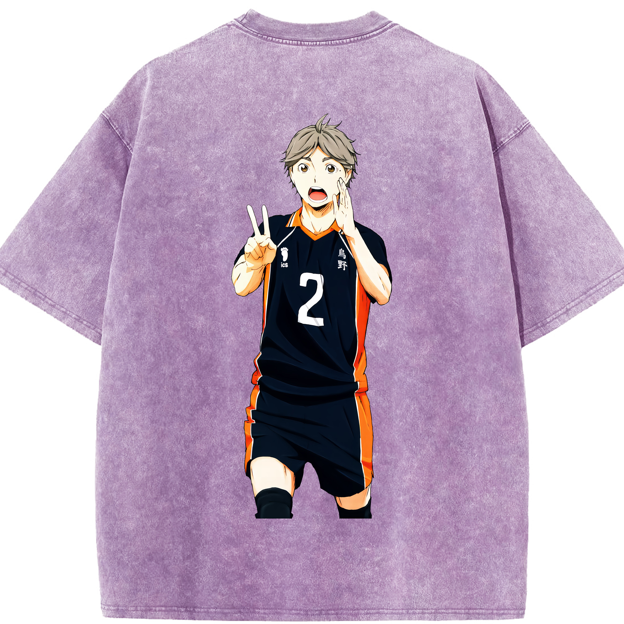 （画像用） ハイキュー!! Haikyu!! 綿100% ヴィンテージ風 半袖Tシャツ（背面プリント）