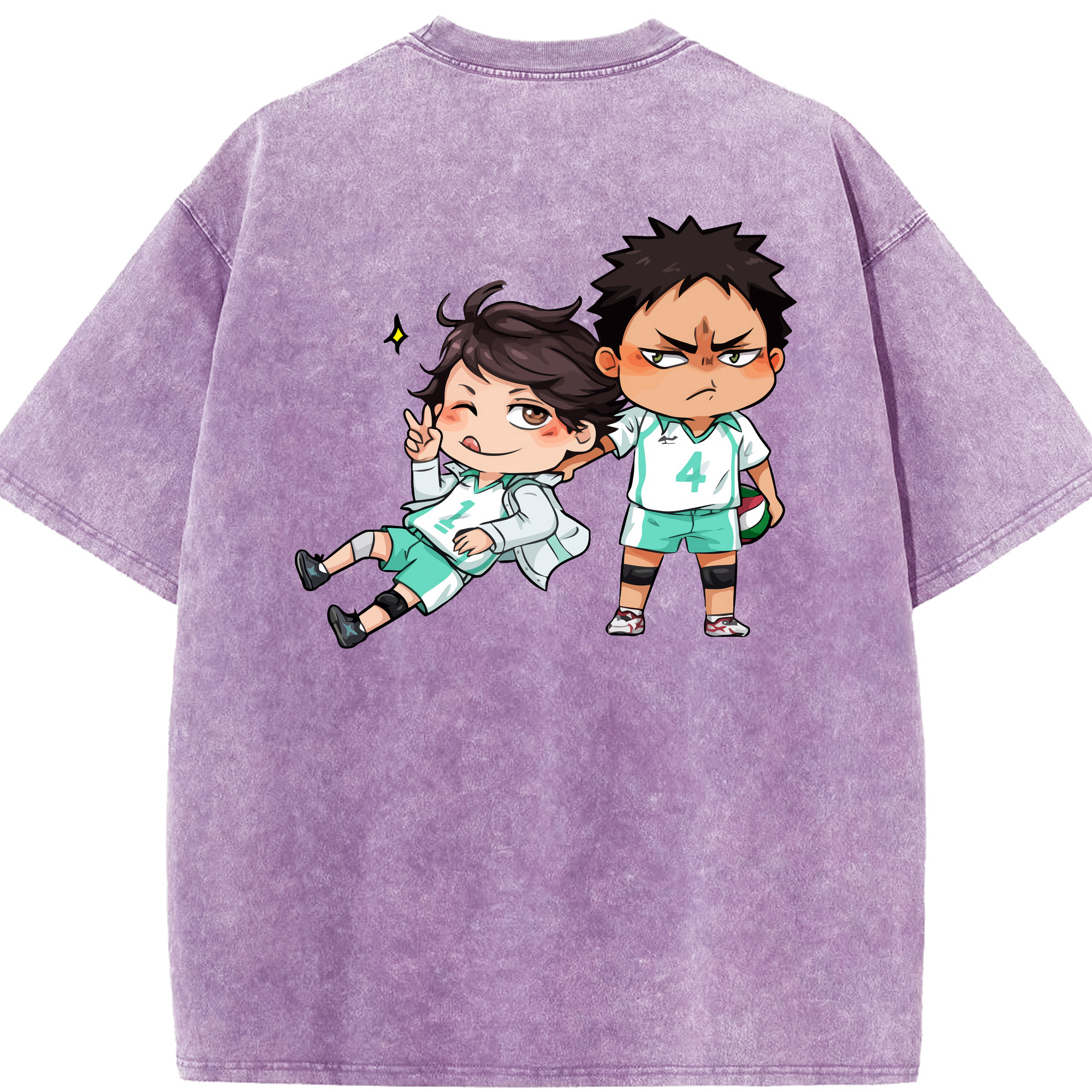 （画像用） ハイキュー!! Haikyu!! 綿100% ヴィンテージ風 半袖Tシャツ（背面プリント）