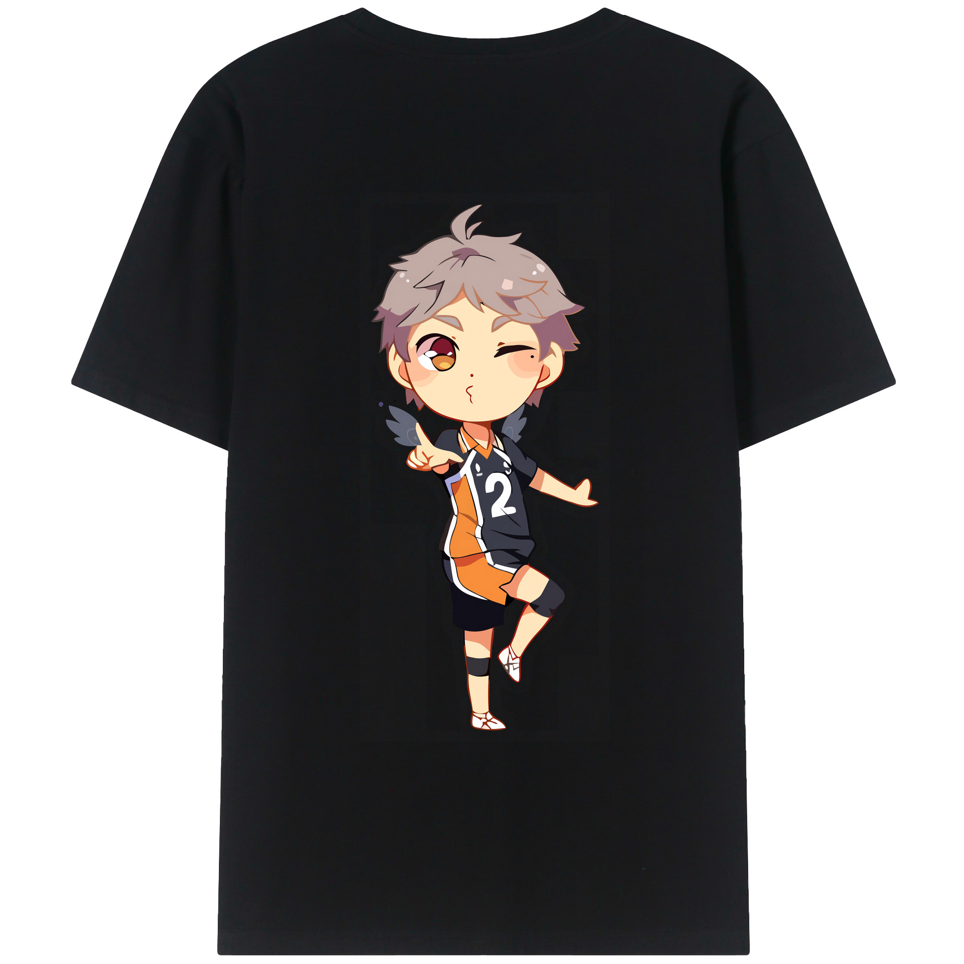 （画像用） ハイキュー!! Haikyu!! 綿100％ メンズ半袖Tシャツ（バックプリント） 通気性