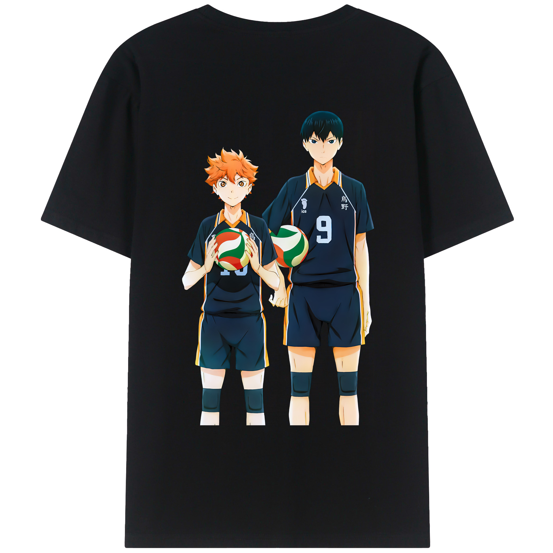（画像用） ハイキュー!! Haikyu!! 綿100％ メンズ半袖Tシャツ（バックプリント） 通気性