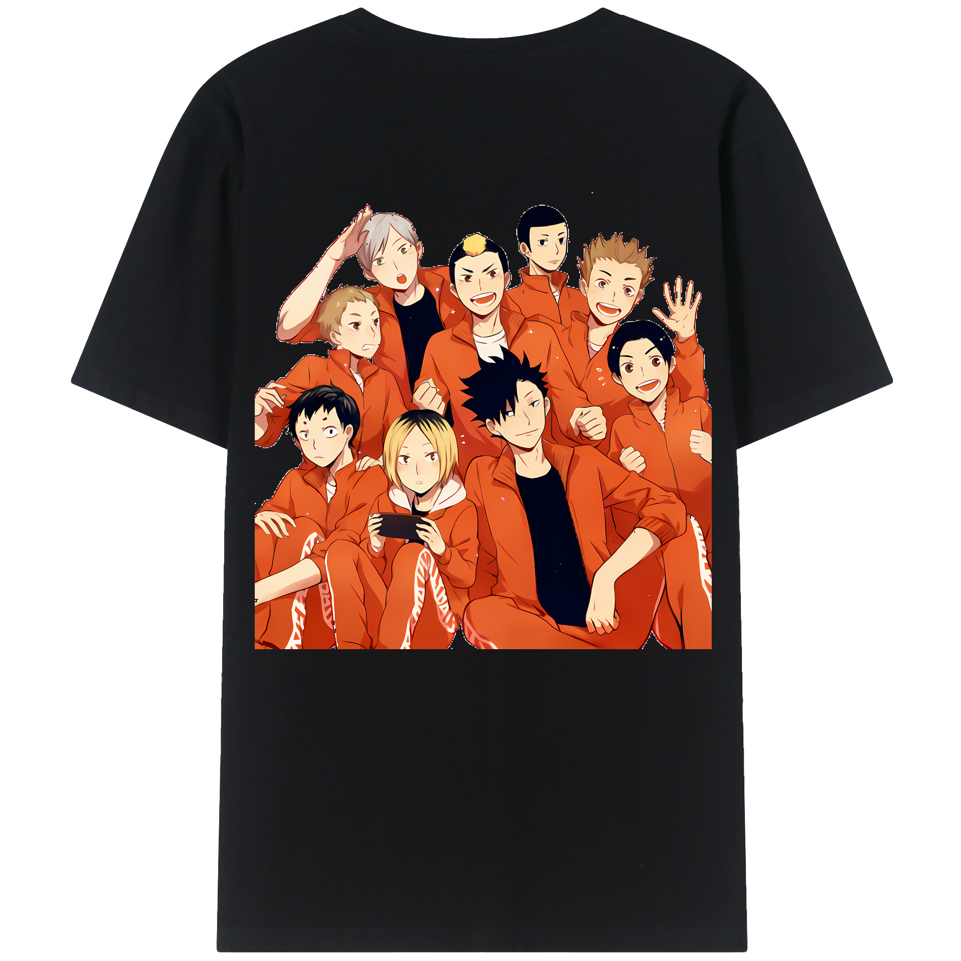 （画像用） ハイキュー!! Haikyu!! 綿100％ メンズ半袖Tシャツ（バックプリント） 通気性