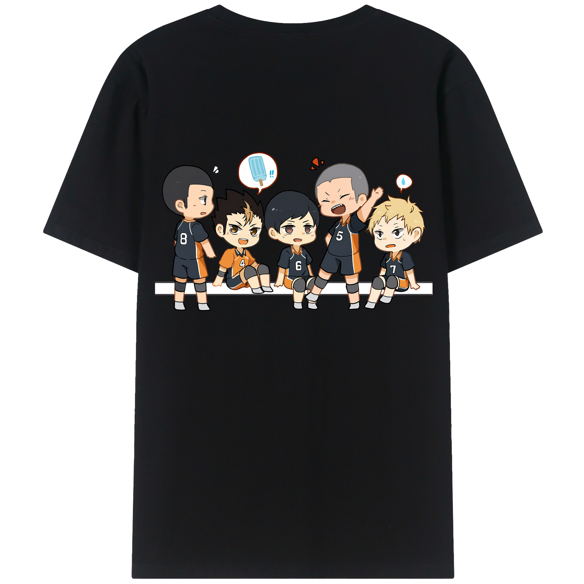 （画像用） ハイキュー!! Haikyu!! 綿100％ メンズ半袖Tシャツ（バックプリント） 通気性