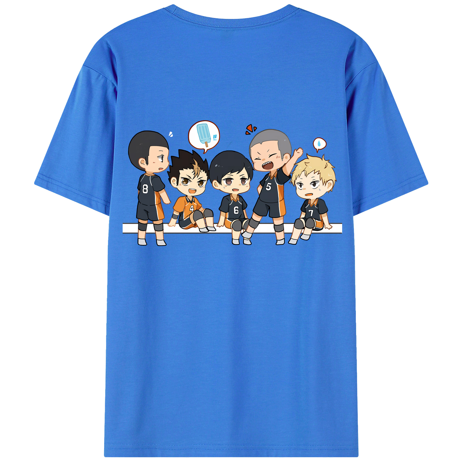 （画像用） ハイキュー!! Haikyu!! 綿100％ メンズ半袖Tシャツ（バックプリント） 通気性