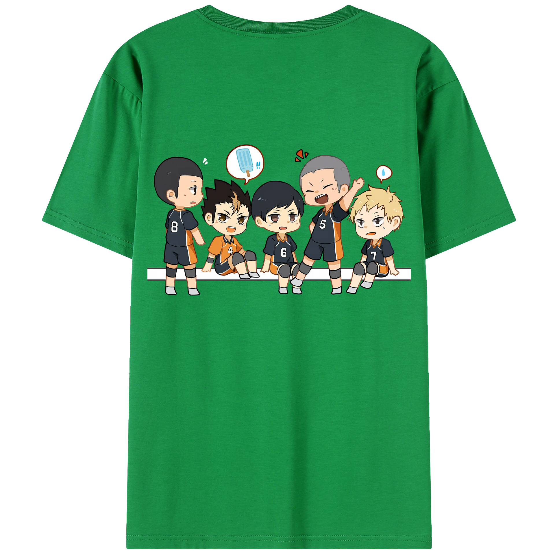 （画像用） ハイキュー!! Haikyu!! 綿100％ メンズ半袖Tシャツ（バックプリント） 通気性