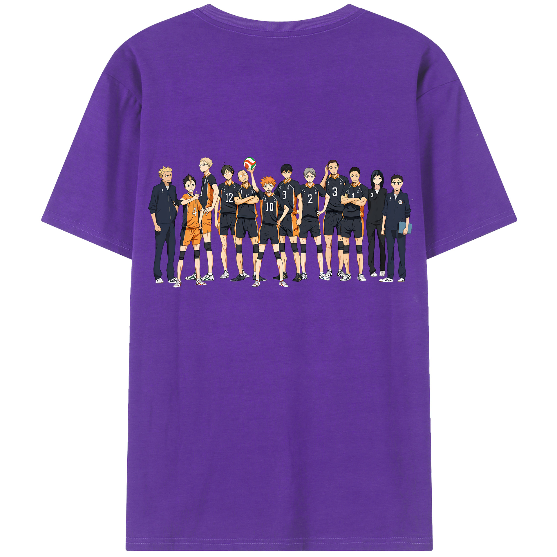 （画像用） ハイキュー!! Haikyu!! 綿100％ メンズ半袖Tシャツ（バックプリント） 通気性