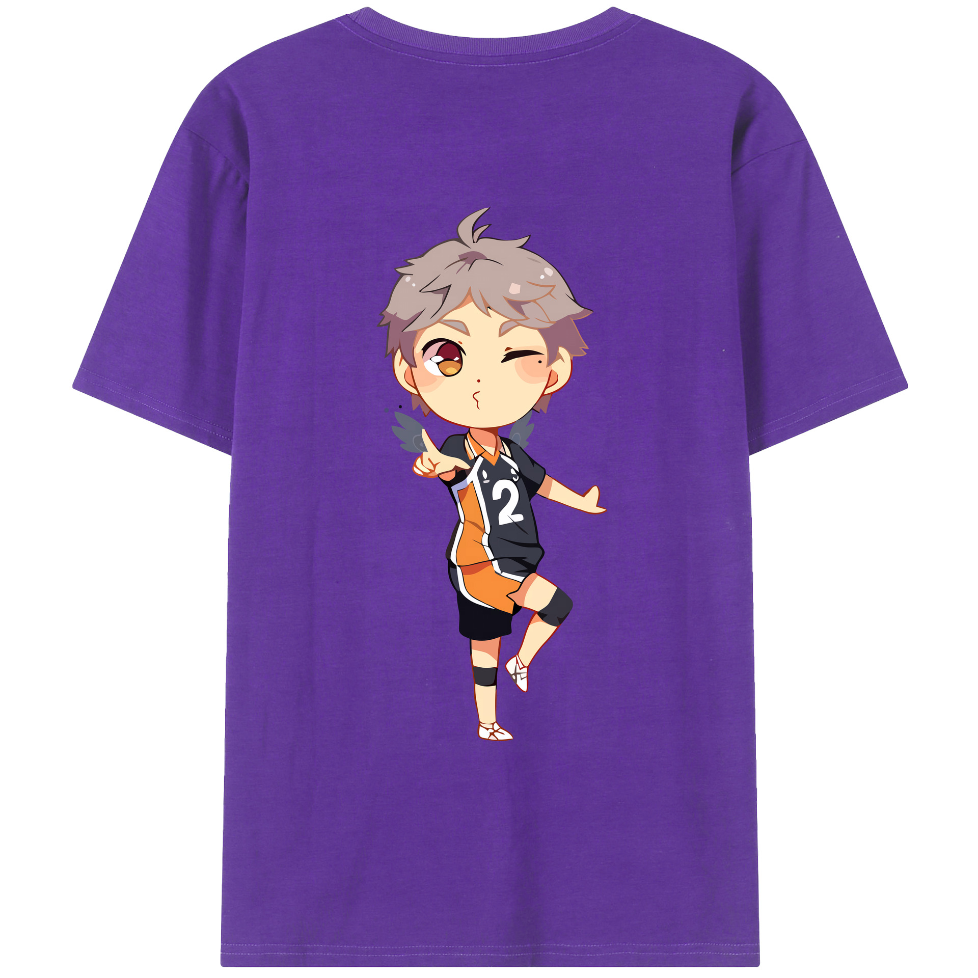 （画像用） ハイキュー!! Haikyu!! 綿100％ メンズ半袖Tシャツ（バックプリント） 通気性