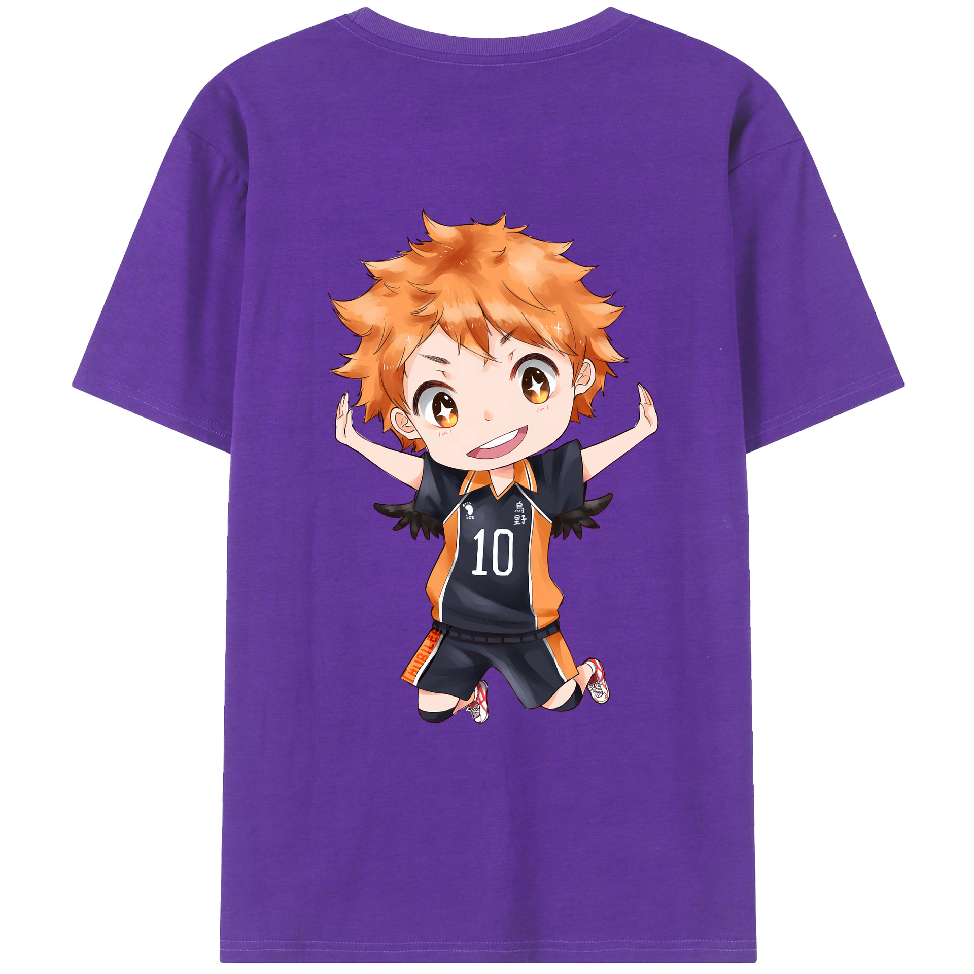 （画像用） ハイキュー!! Haikyu!! 綿100％ メンズ半袖Tシャツ（バックプリント） 通気性