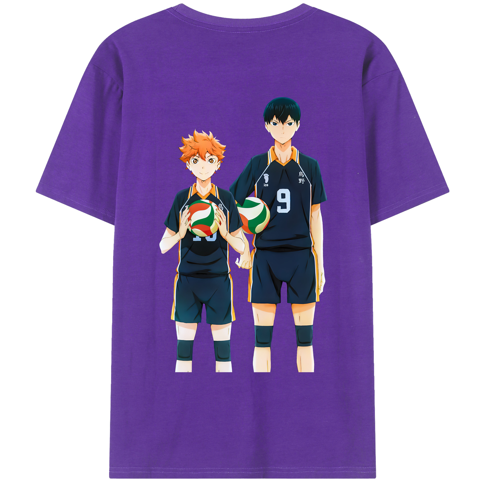 （画像用） ハイキュー!! Haikyu!! 綿100％ メンズ半袖Tシャツ（バックプリント） 通気性