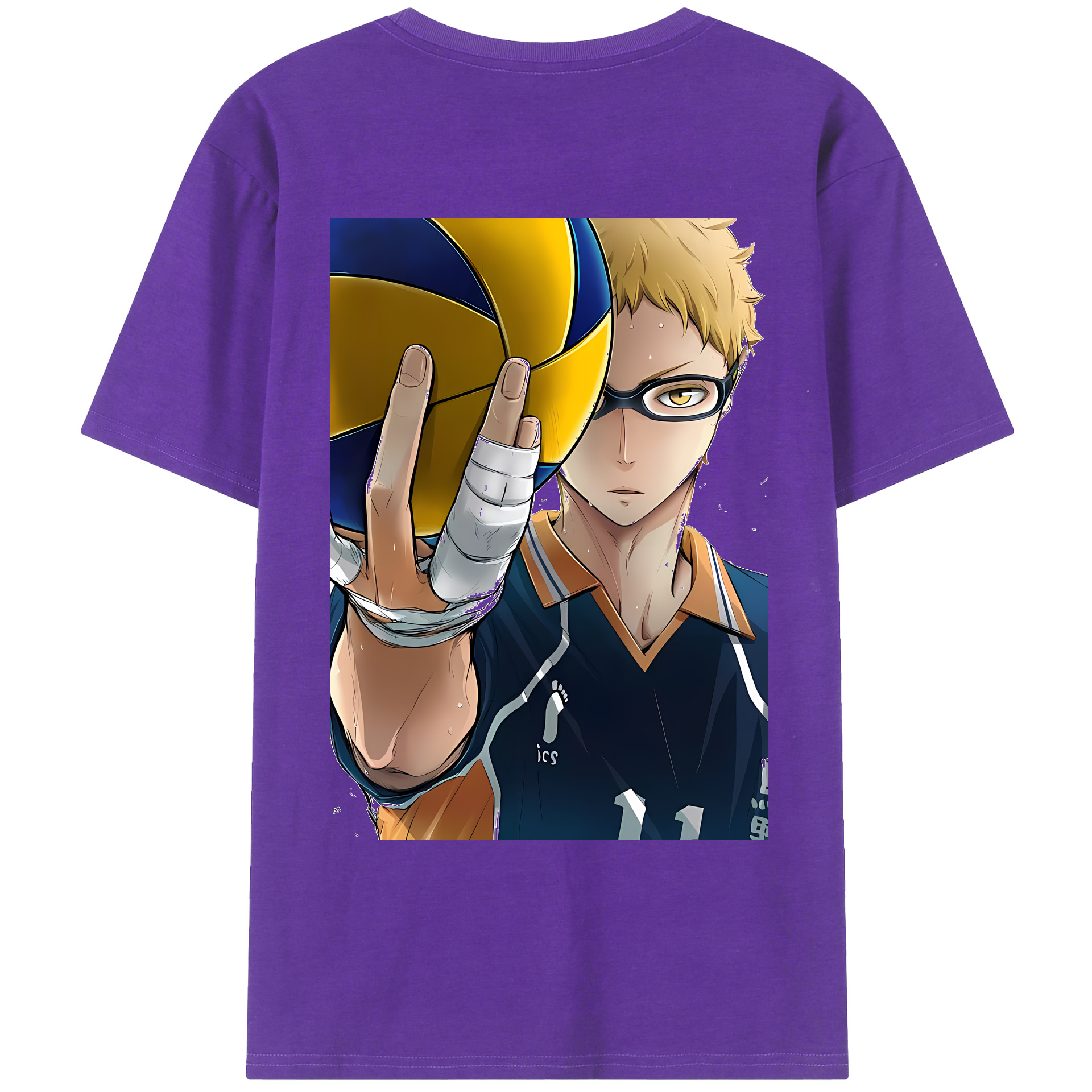 （画像用） ハイキュー!! Haikyu!! 綿100％ メンズ半袖Tシャツ（バックプリント） 通気性