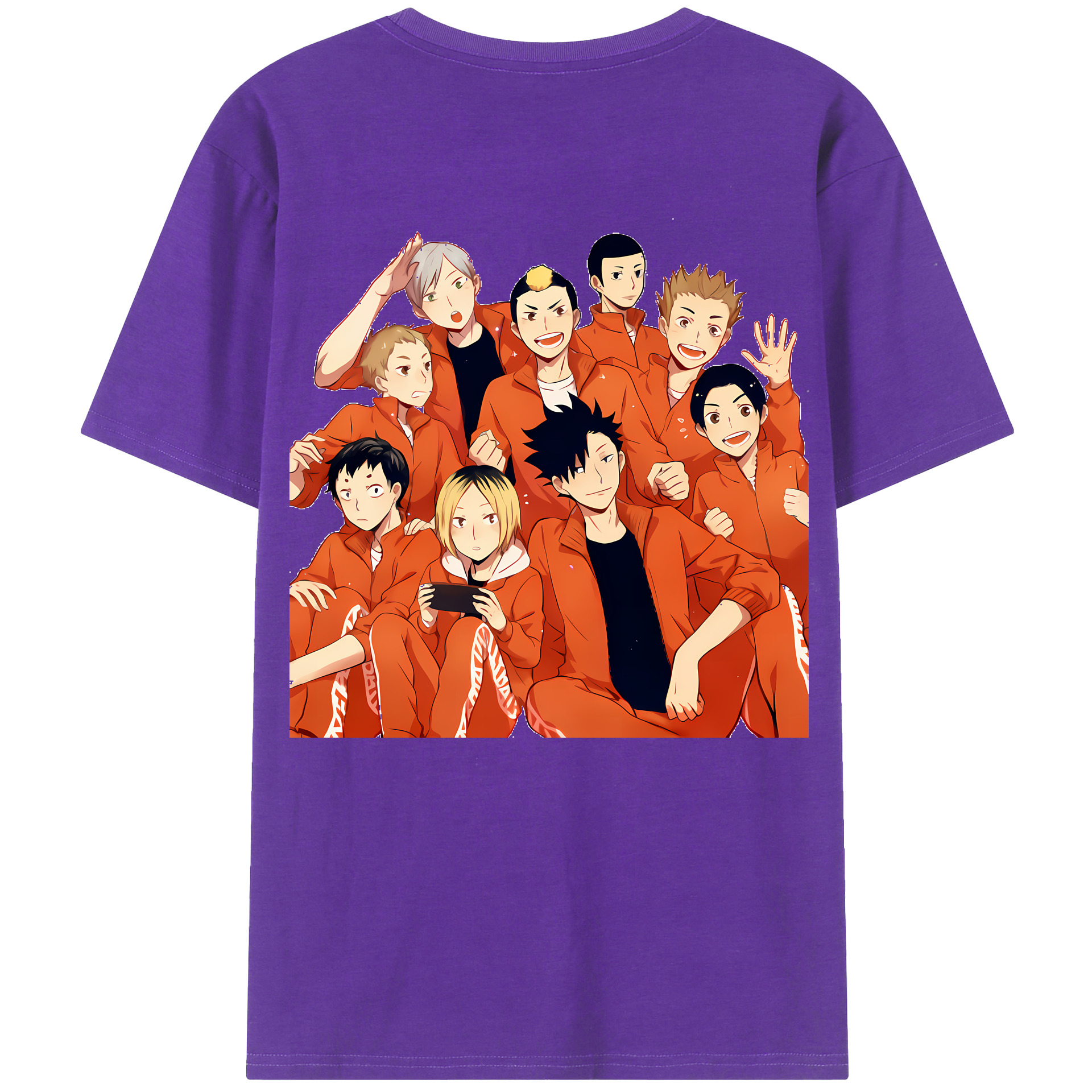（画像用） ハイキュー!! Haikyu!! 綿100％ メンズ半袖Tシャツ（バックプリント） 通気性