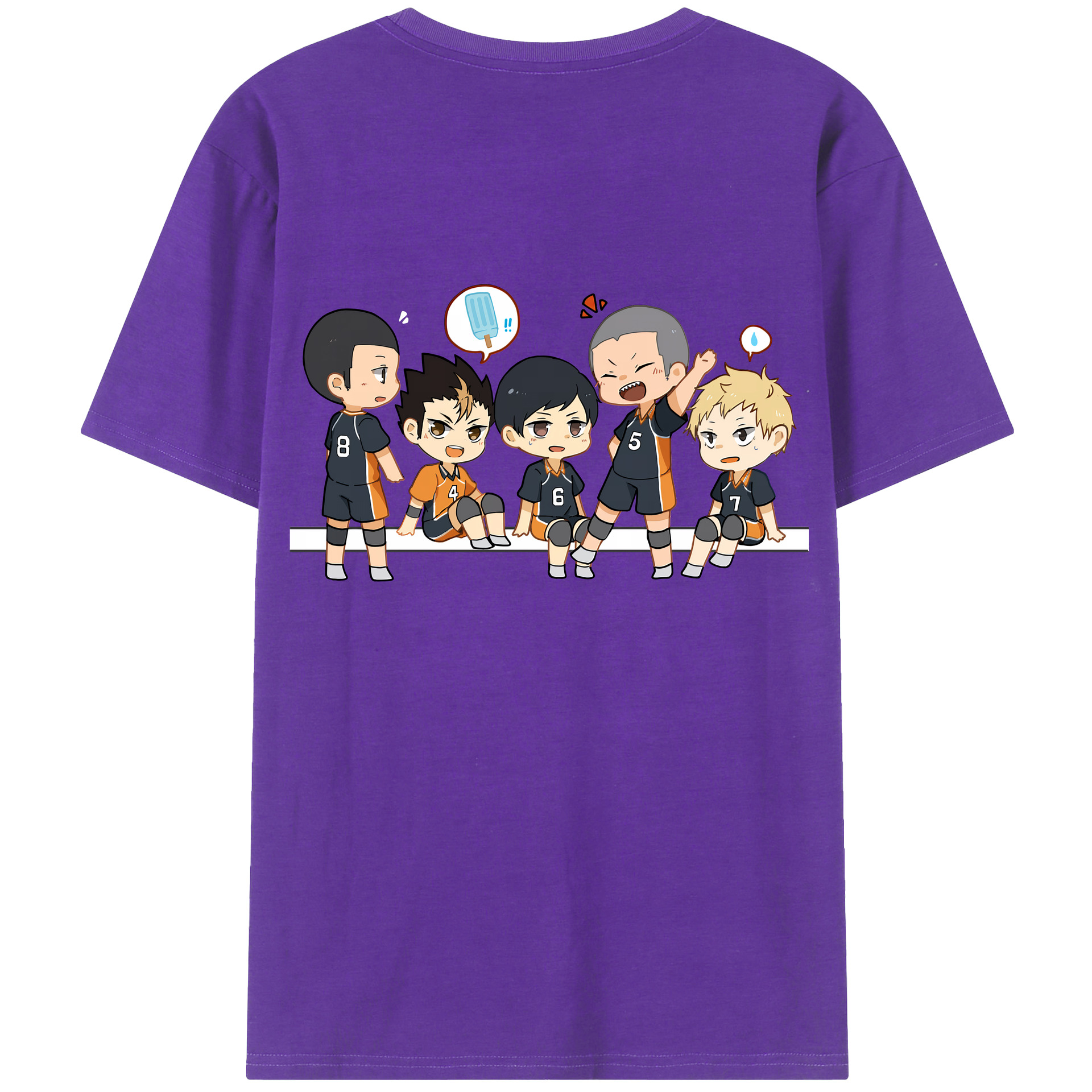 （画像用） ハイキュー!! Haikyu!! 綿100％ メンズ半袖Tシャツ（バックプリント） 通気性