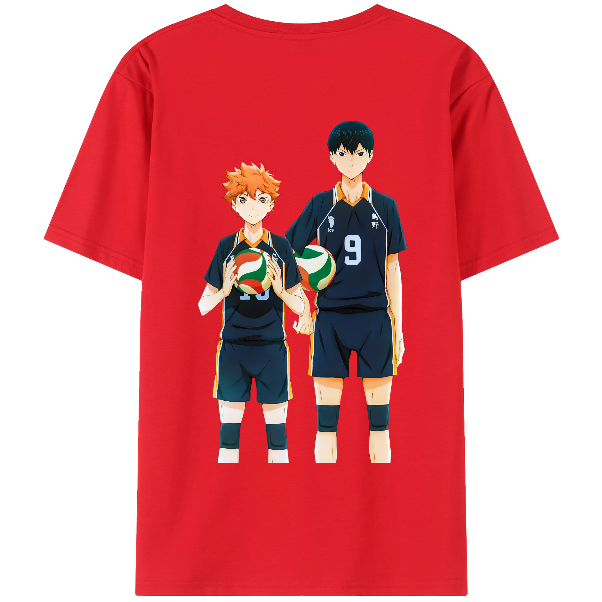 （画像用） ハイキュー!! Haikyu!! 綿100％ メンズ半袖Tシャツ（バックプリント） 通気性