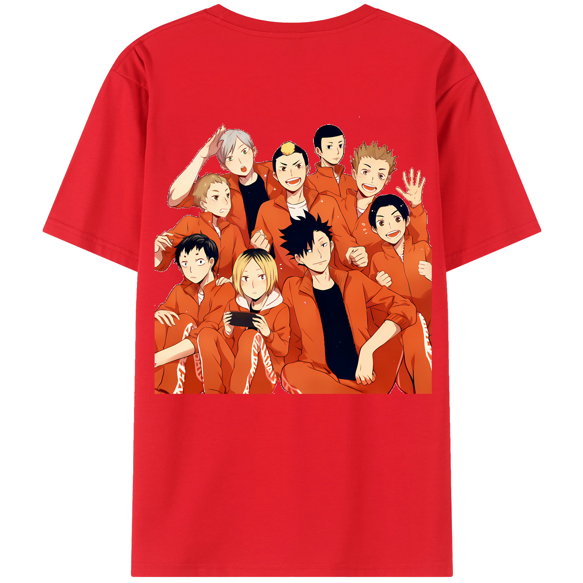 （画像用） ハイキュー!! Haikyu!! 綿100％ メンズ半袖Tシャツ（バックプリント） 通気性