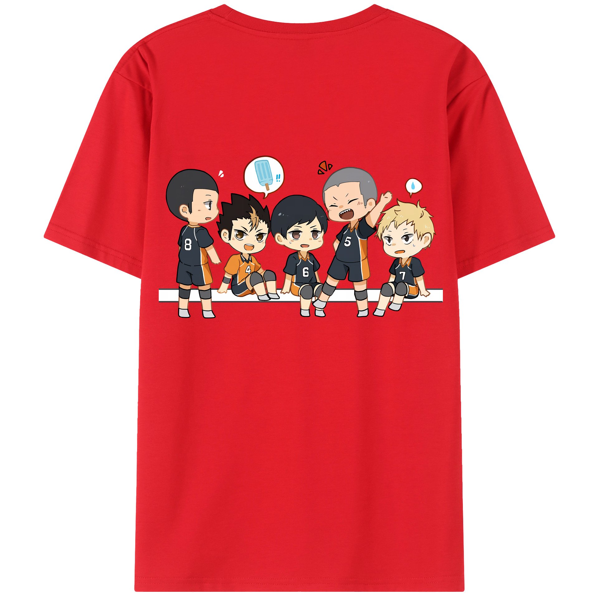 （画像用） ハイキュー!! Haikyu!! 綿100％ メンズ半袖Tシャツ（バックプリント） 通気性