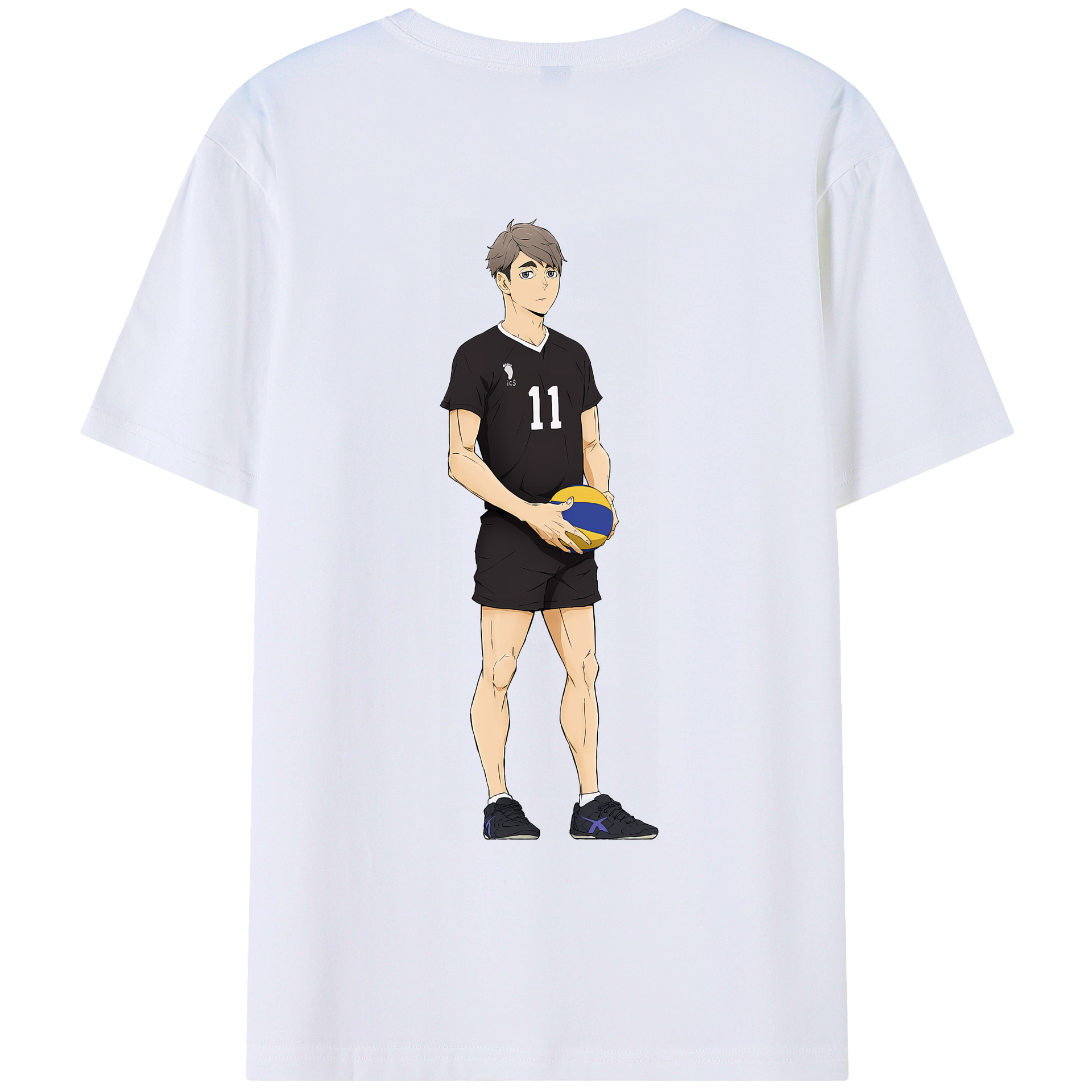 （画像用） ハイキュー!! Haikyu!! 綿100％ メンズ半袖Tシャツ（バックプリント） 通気性