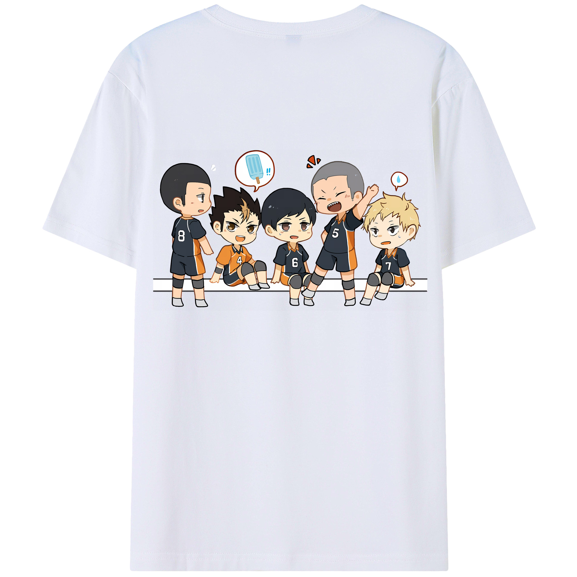 （画像用） ハイキュー!! Haikyu!! 綿100％ メンズ半袖Tシャツ（バックプリント） 通気性