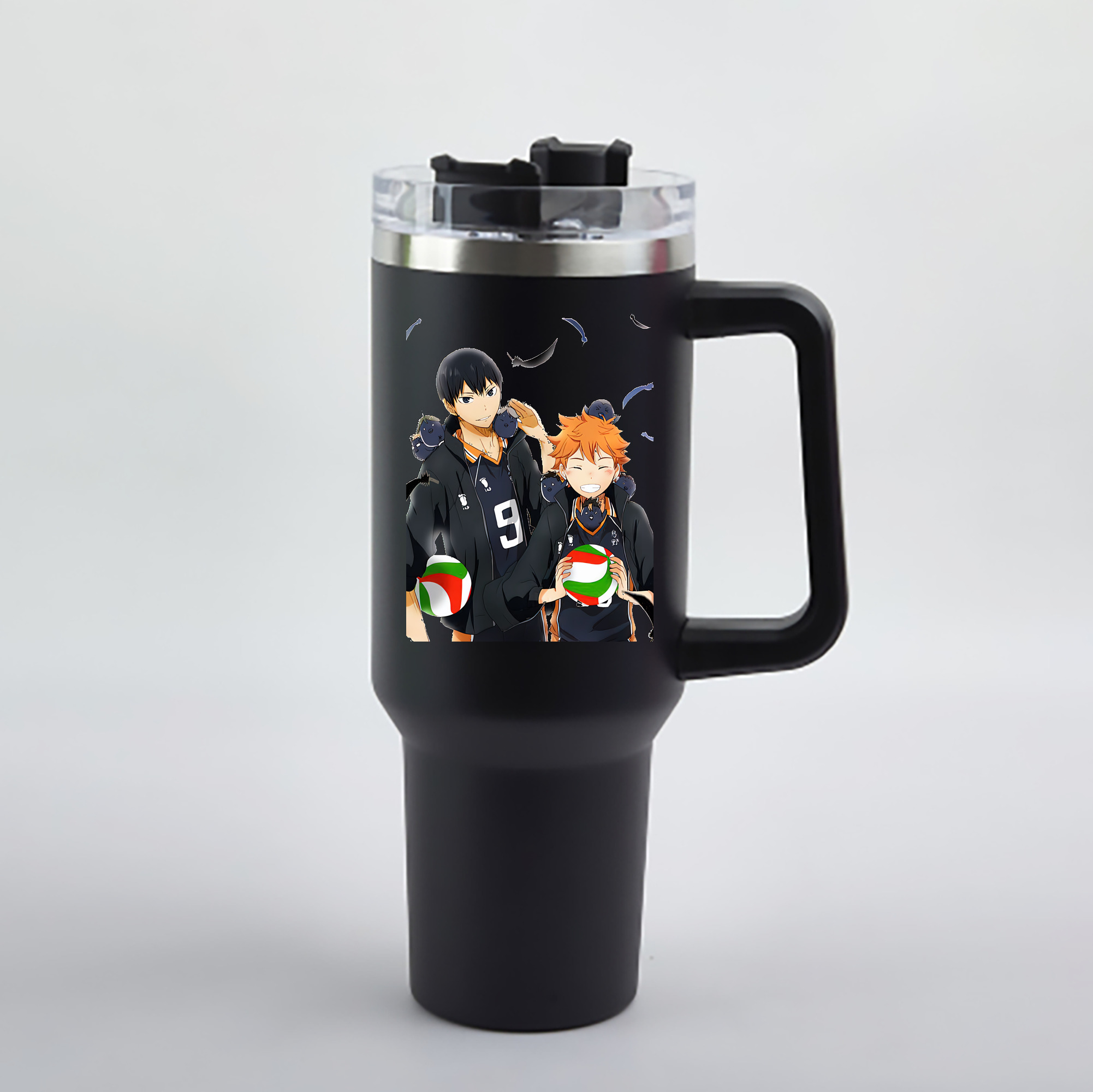 （画像用） ハイキュー!! Haikyu!! 1200mL車用タンブラー - クリスタルステッカー（プラスチックストロー付き）