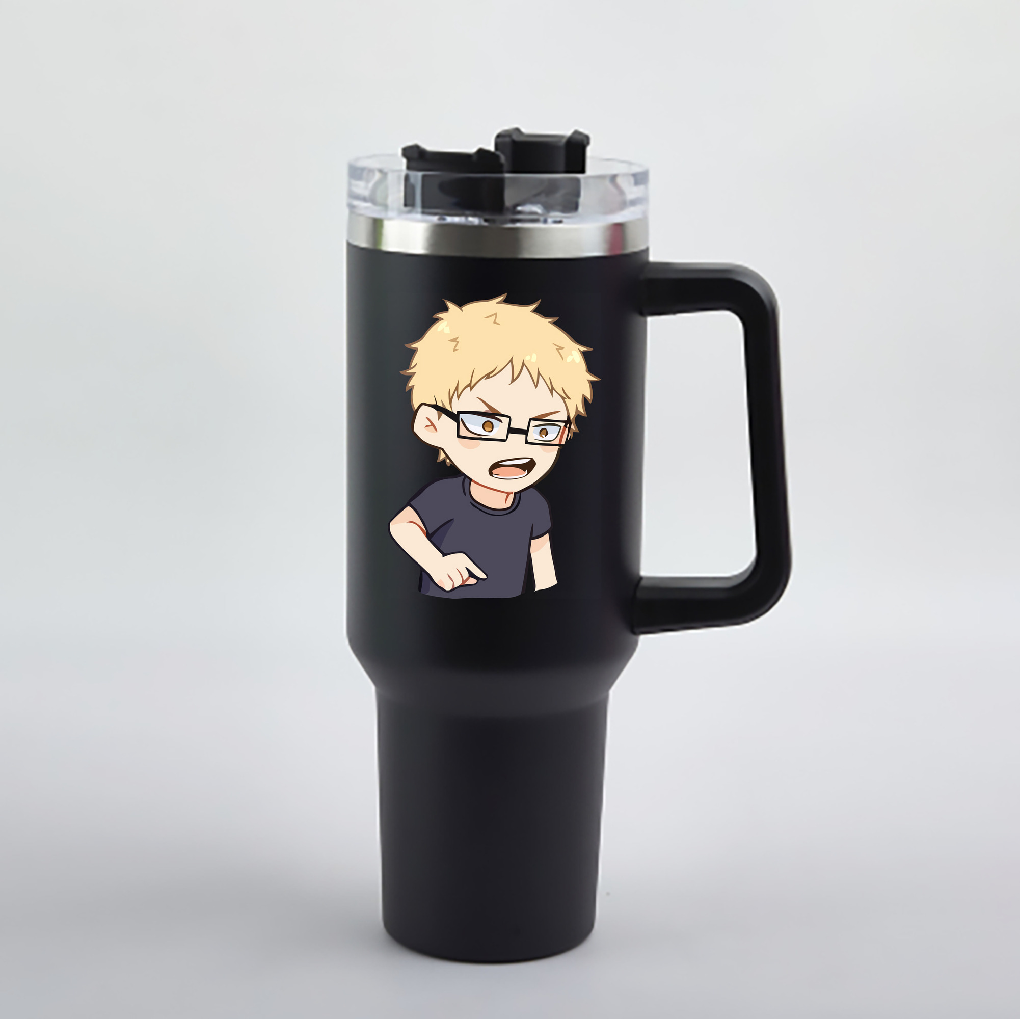 （画像用） ハイキュー!! Haikyu!! 1200mL車用タンブラー - クリスタルステッカー（プラスチックストロー付き）