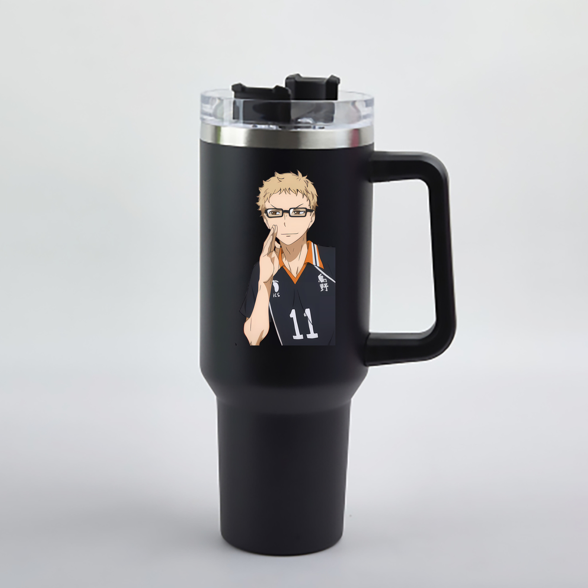 （画像用） ハイキュー!! Haikyu!! 1200mL車用タンブラー - クリスタルステッカー（プラスチックストロー付き）