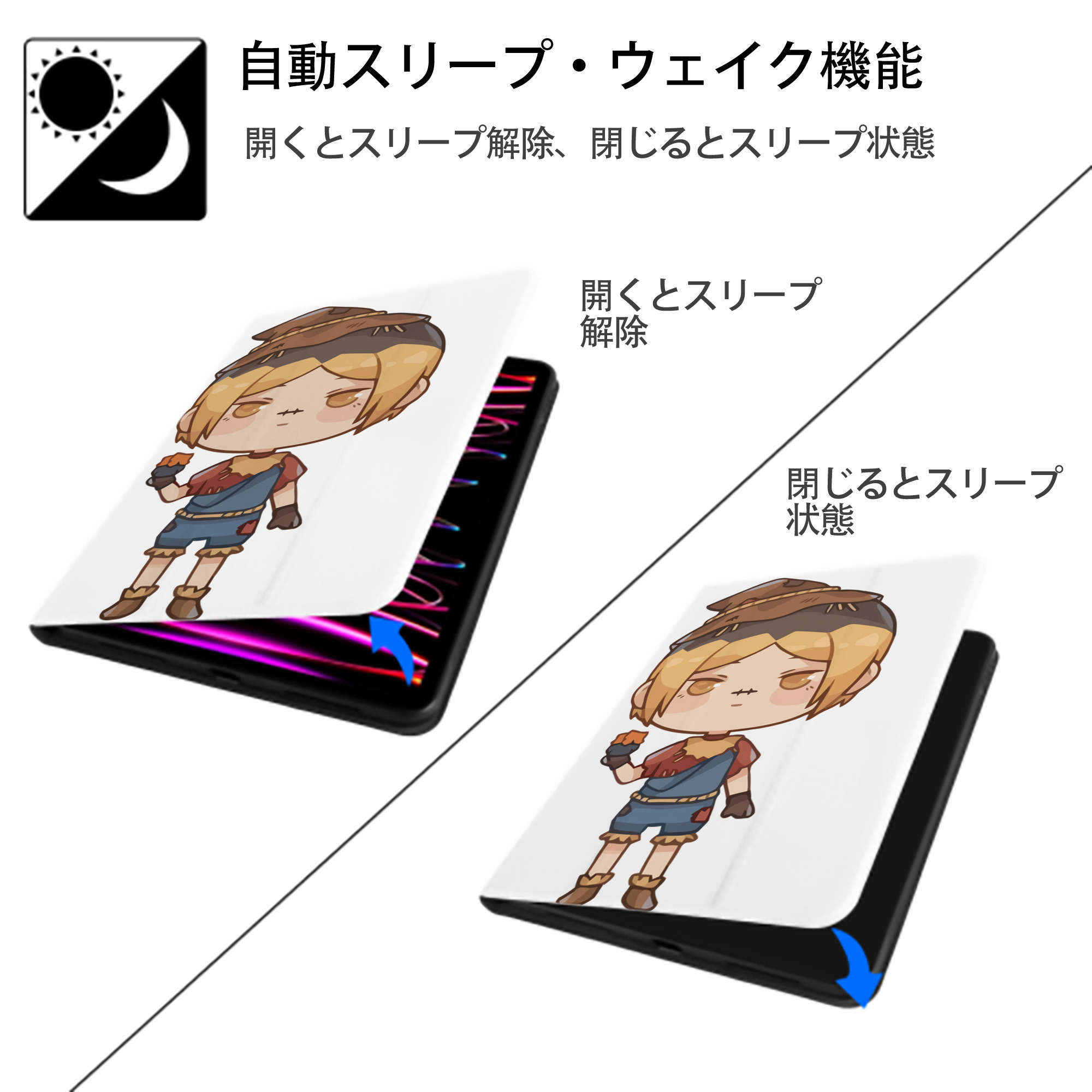 ハイキュー!! Haikyu!! IPad ケース ペン収納付き 三つ折りスタンド PUレザー×シリコン 対応機種9.5/10.5/10.9インチ